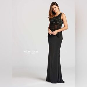 🌟2x Host Pick🌟Black Ellie Wilde Three Piece Fringe Dress